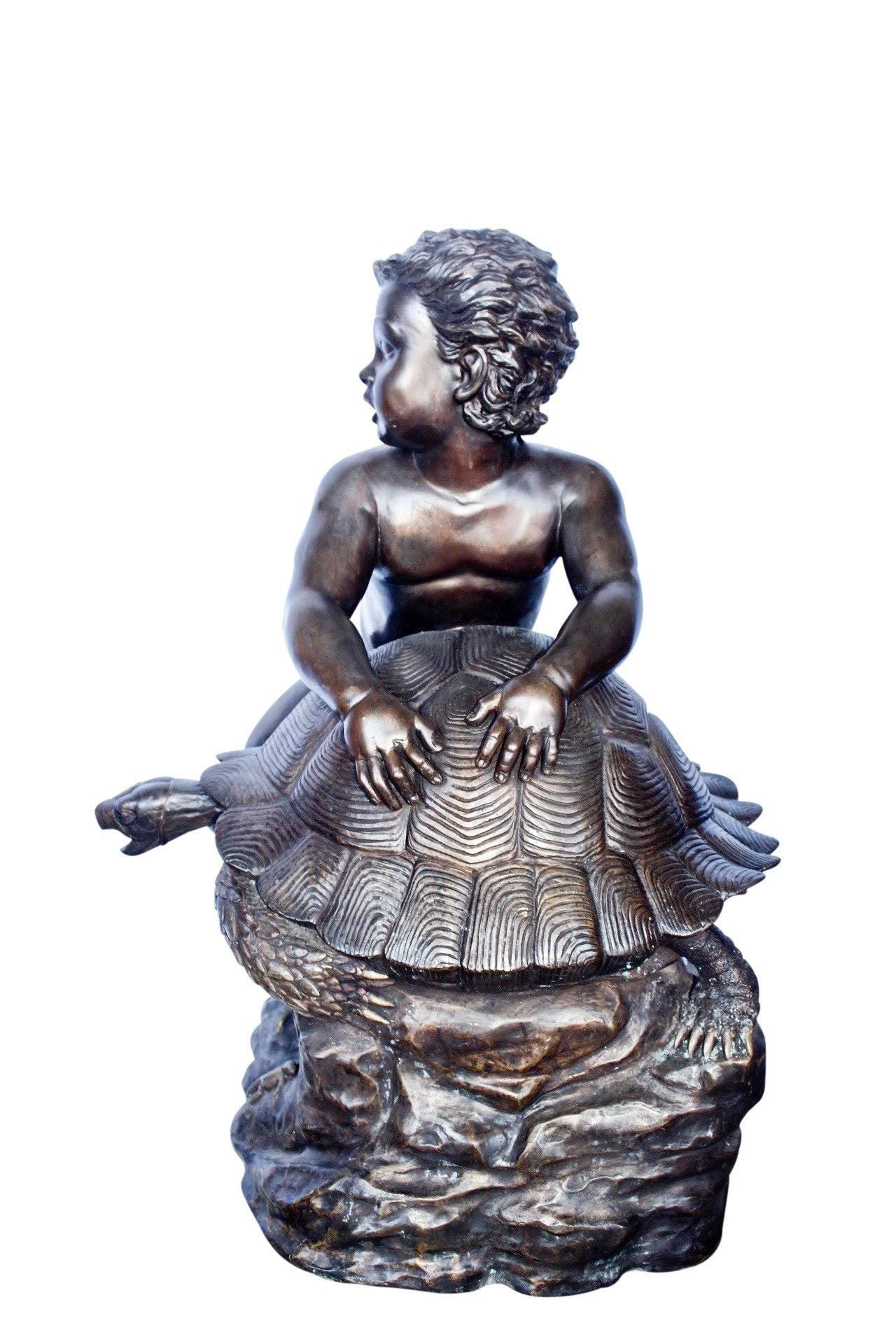Naked toddler on turtle bronze statue Art Nude -  Size: 23"L x 26"W x 34"H.