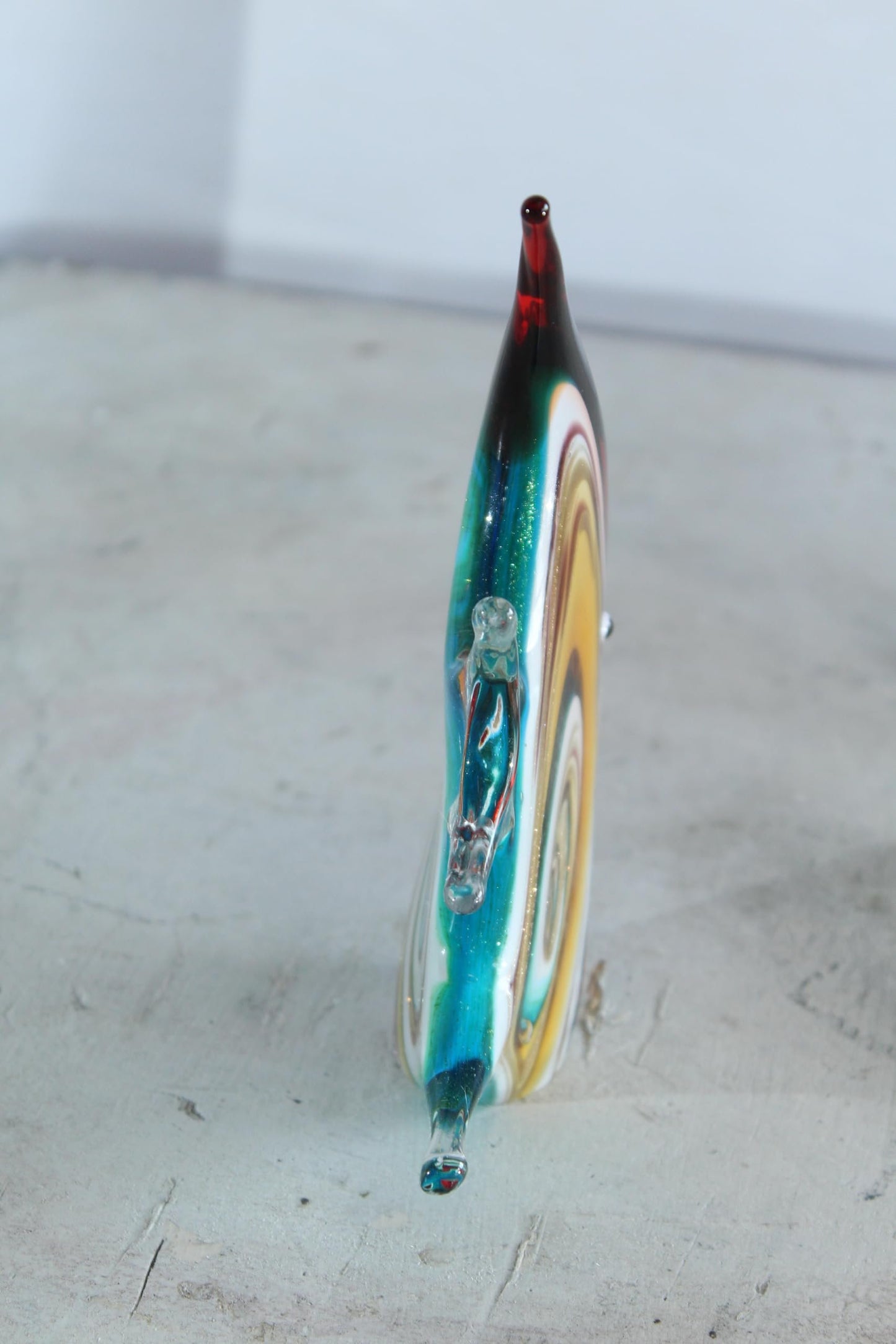 NIFAO Glass Angelfish Sculpture Coastal Art Decor 8" x 2" x 9"H