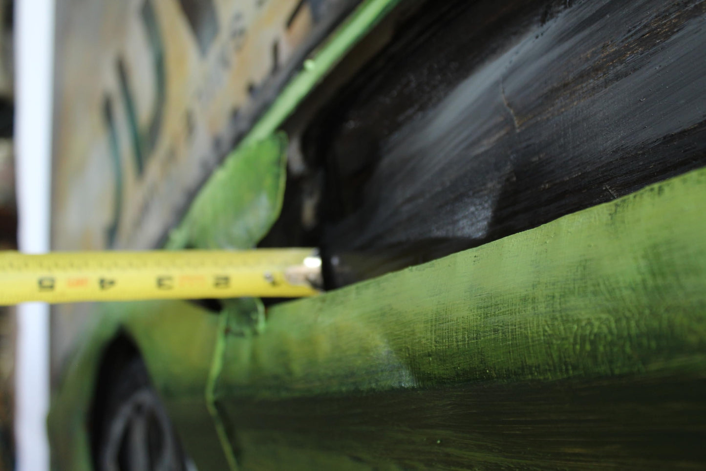 NIFAO Lamborghini Inspired Green Supercar Painting on Metal 3D 79" x 2" x 40"H