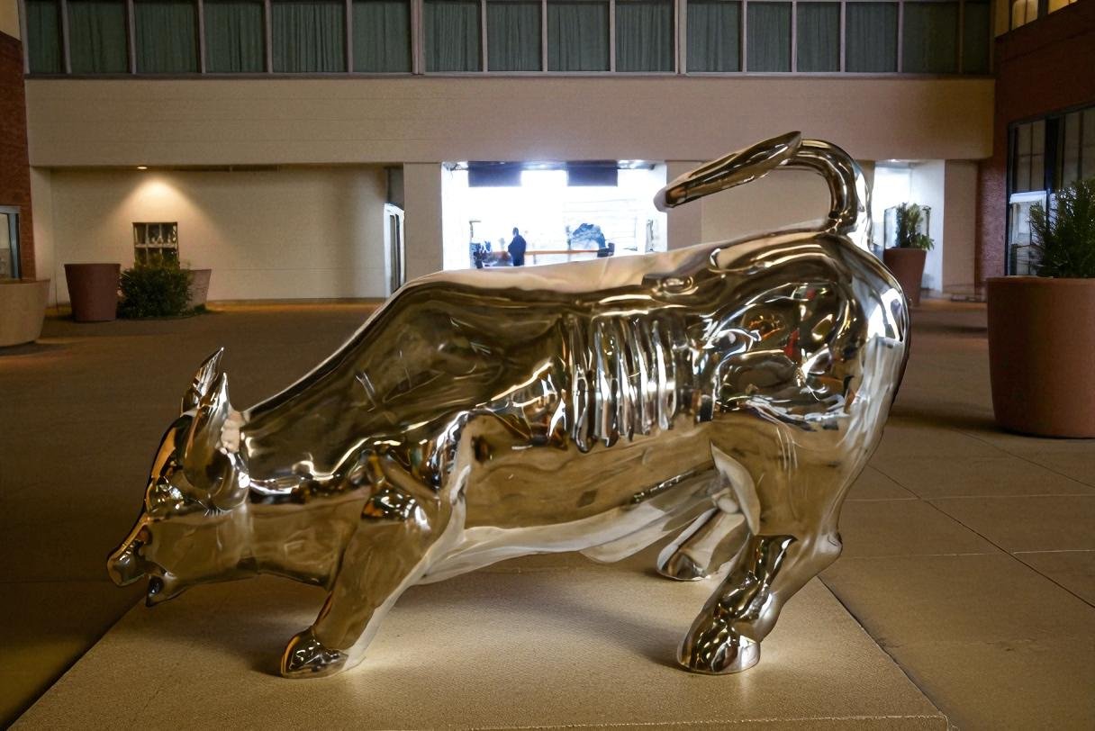 Large Wall Street Bull Made of Stainless Steel 60" x 30" x 37"H