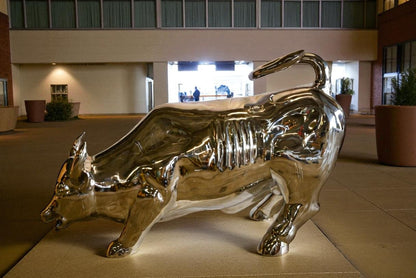 Large Wall Street Bull Made of Stainless Steel 60" x 30" x 37"H