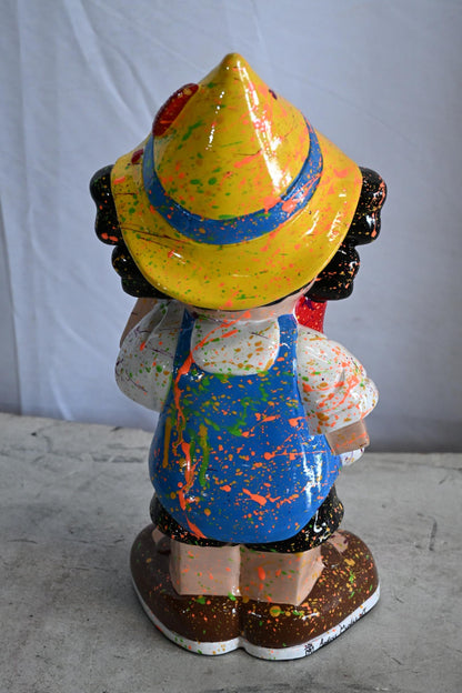Colorful Pinocchio Ceramic Figurine Statue Andres Mendez 7"x6"x14"H