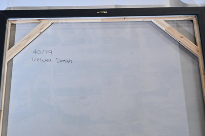 Velvet Dream Abstract Canvas Painting Gray Gold Framed Art 41"x61"