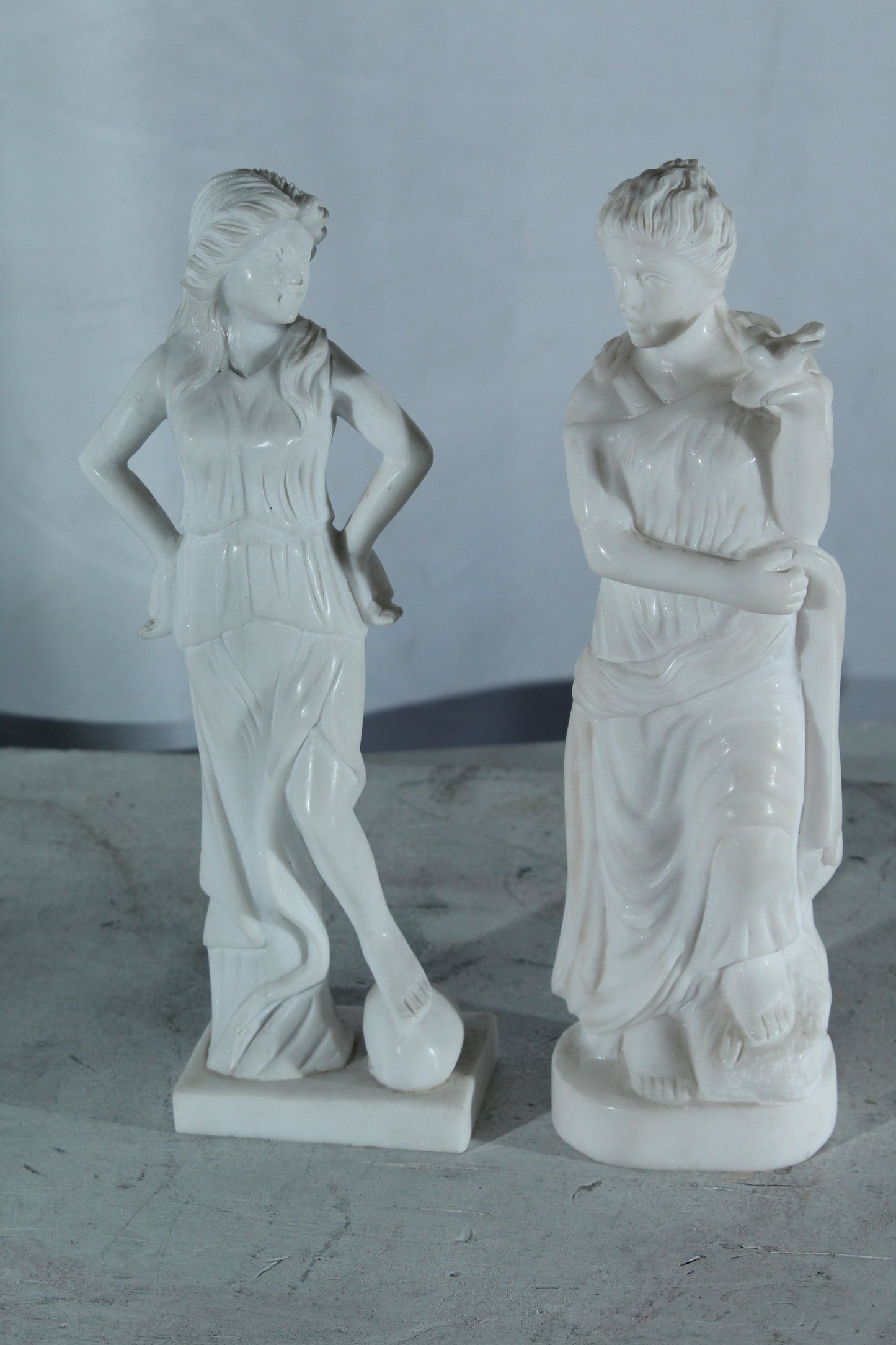 NIFAO Pair of Marble Lady Statues Classical Set 8"x3"x12"H