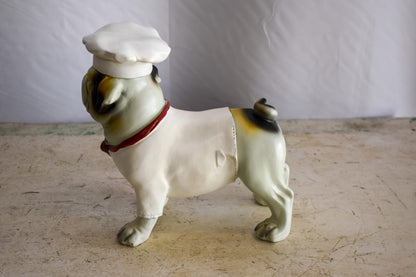 A Happy Dog Dressed as A Baker Man, Resin Statue 10" x 5" x 9"H
