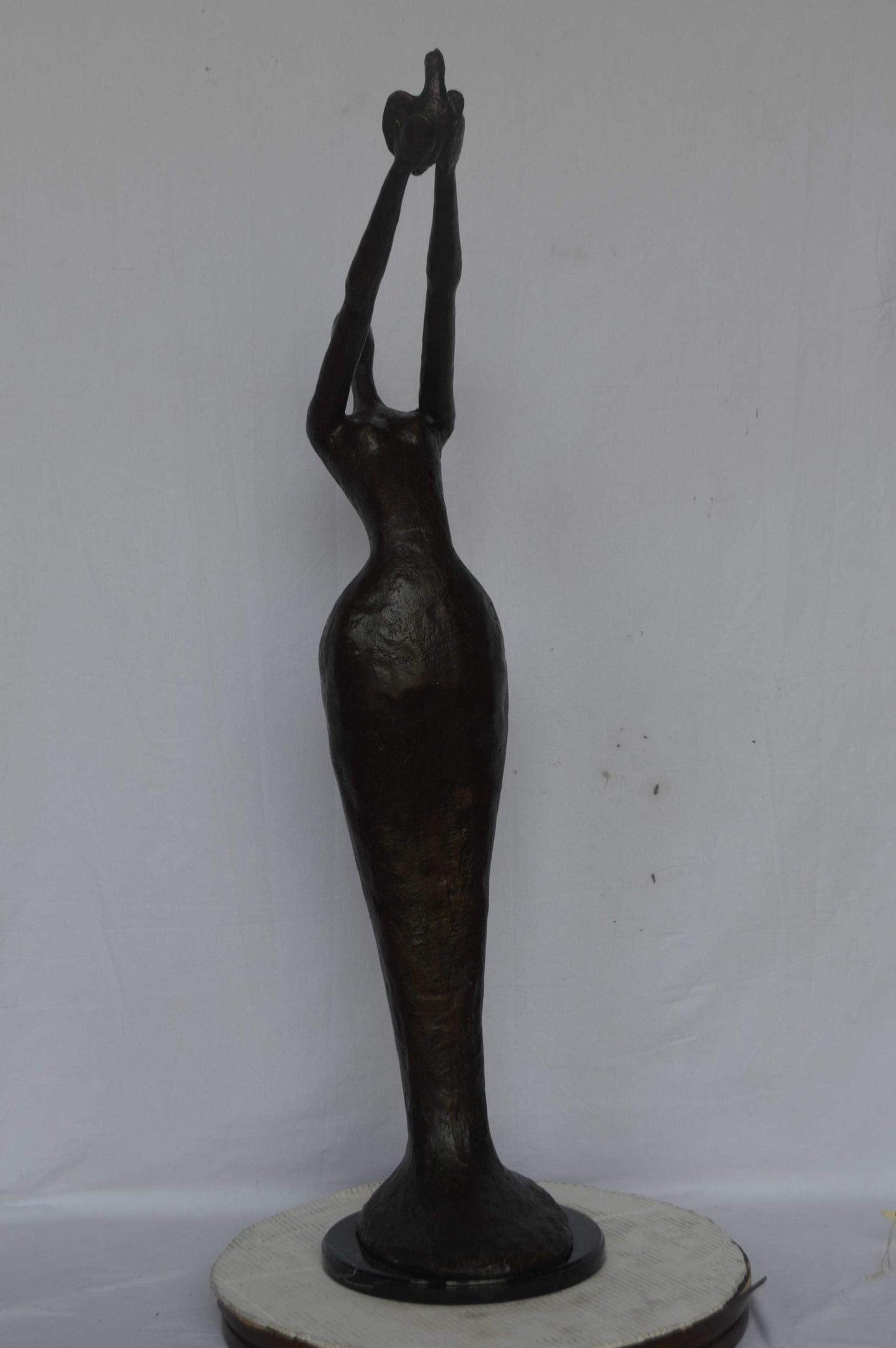 Woman Releasing Bird Modern Art Bronze Statue - Size: 13"L x 19"W x 52"H.