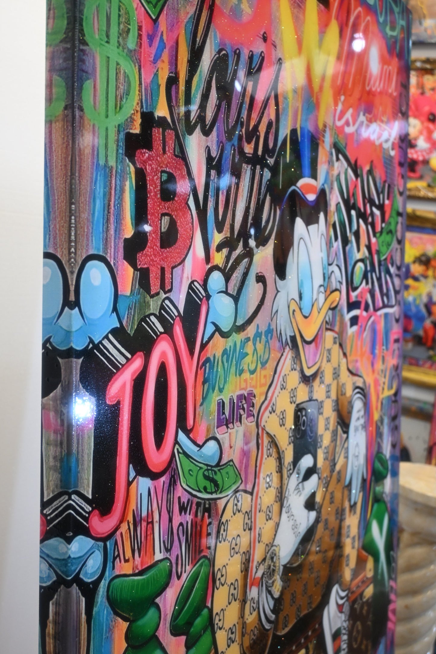 Giant Wealthy Duck Luxury Graffiti Resin Canvas 50"x69"