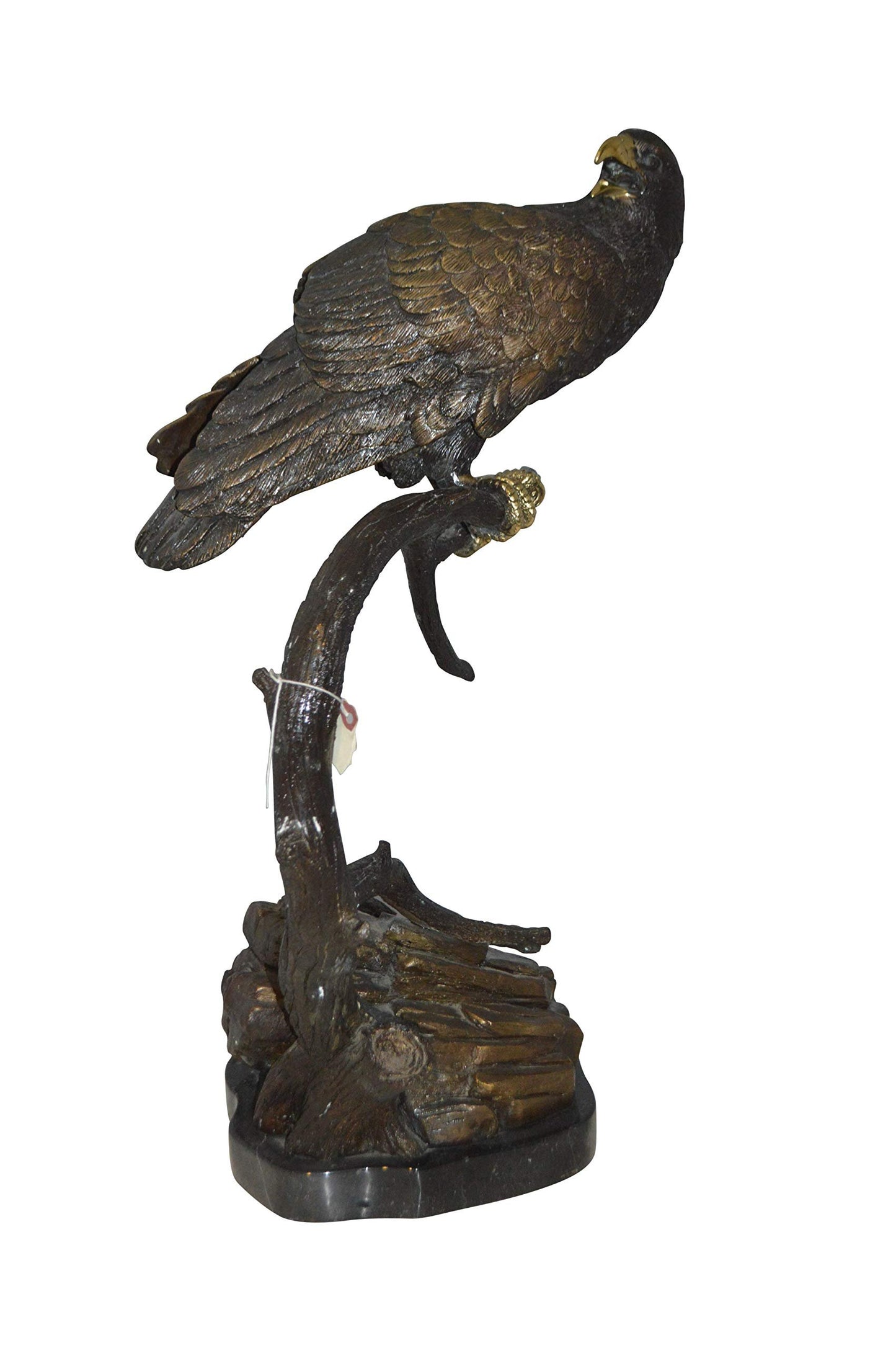 Falcon On a Branch Bronze Statue -  Size: 15"L x 15"W x 28"H