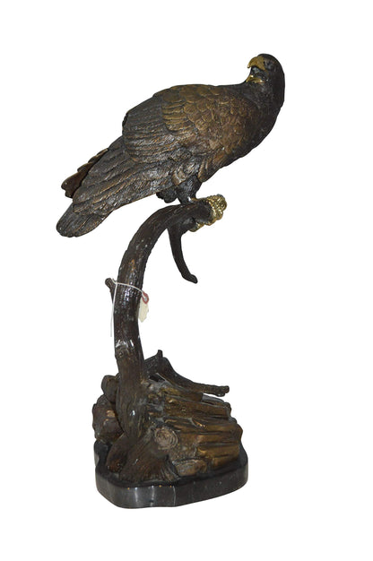 Falcon On a Branch Bronze Statue -  Size: 15"L x 15"W x 28"H