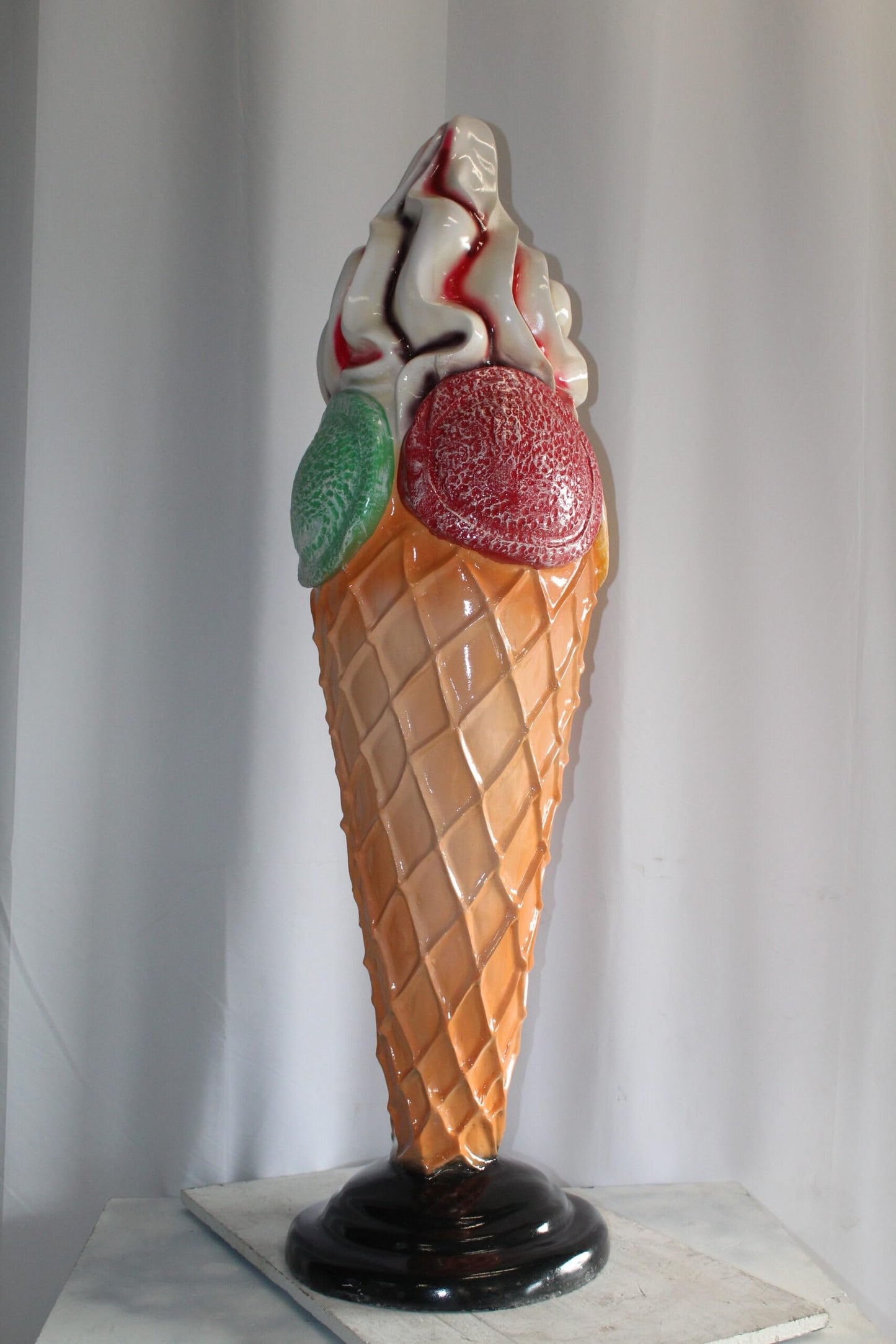 Giant Fiberglass Ice Cream Cone Statue, Sweet Delight 19" x 19" x 62"H