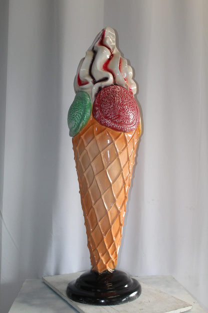 Giant Fiberglass Ice Cream Cone Statue, Sweet Delight 19" x 19" x 62"H
