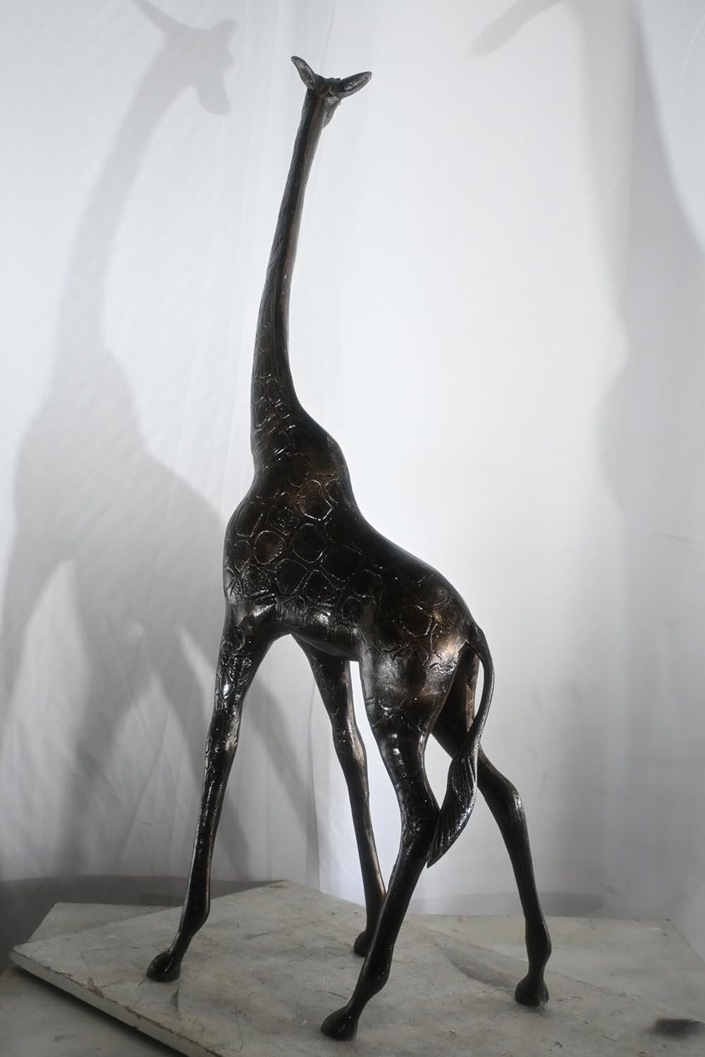 Tall Standing Giraffe Handcrafted Aluminum Safari Statue 19"x11"x49"H