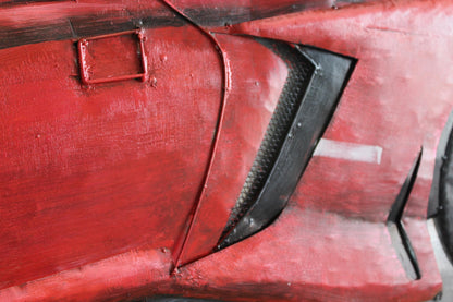 NIFAO Lamborghini Inspired Red Convertible Metal Wall Art 3D Design 79" x 2" x 40"H