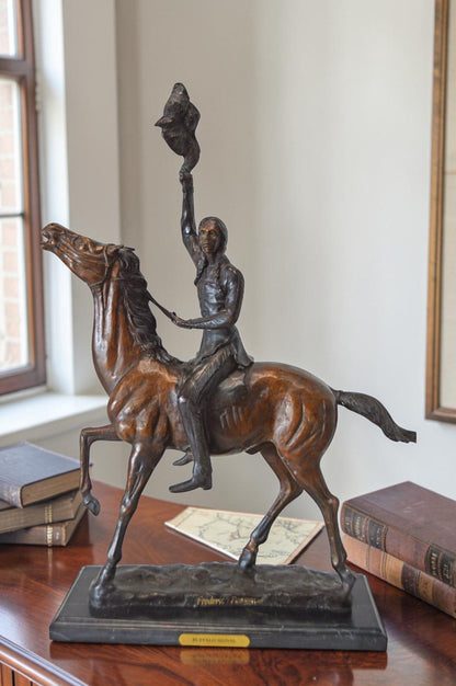 Scalp, a Frederic Remington Replica Bronze Statue - Size: 15"L x 7"W x 19"H.