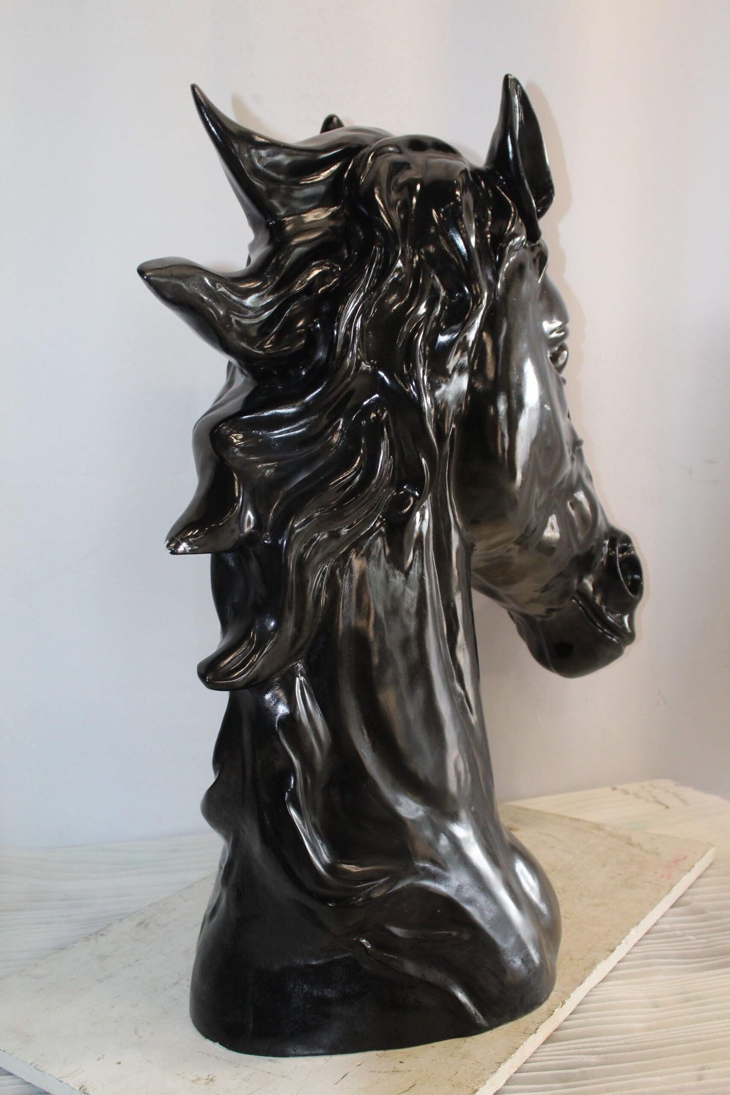 Pure Elegance, Fiberglass Black Stallion Bust 36" x 14" x 36"H