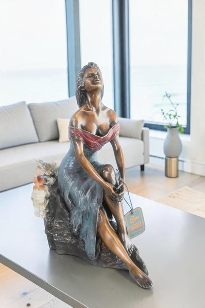 Manel Vidal Alba Bronze Sculpture by Ebano with Crystals 13"x6"x14"H