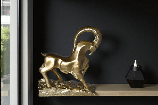 Royal Gazelle Statue Made of Resin - Gold Size: 11" x 5" x 13"H