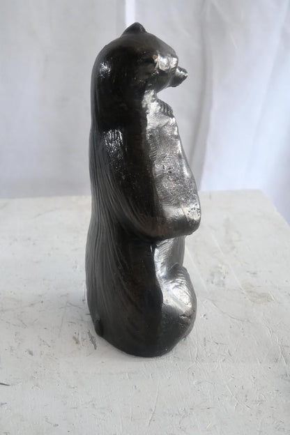 Daydreaming Bear Statue Sitting with Paws Clasped Figure 5"x3"x12"H