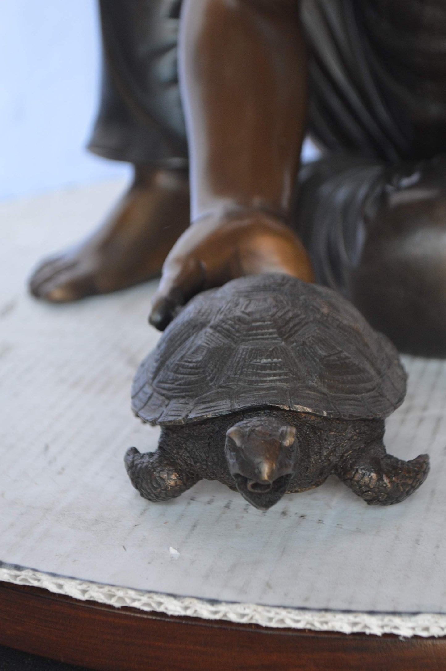 Boy Push Turtle Bronze Statue Fountain  -  Size: 18"L x 20"W x 19"H.