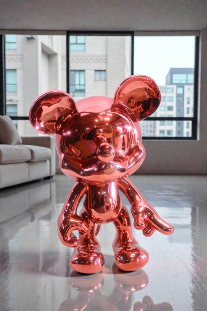 Rose Gold Mouse Cartoon Character Resin Sculpture Figurine 12"x9"x16"H