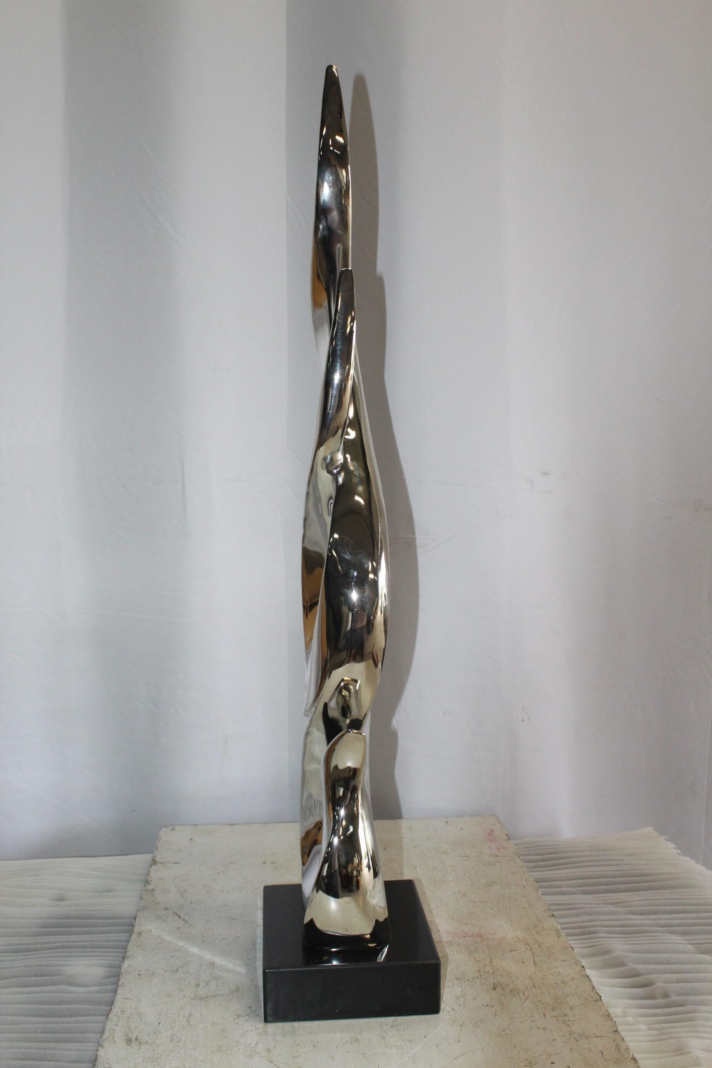 Silver Abstract Intertwined Resin Statue on Marble Base 9" x 7" x 38"H