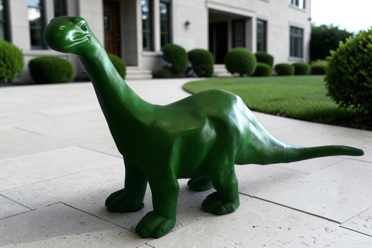 Giant Green Brontosaurus Statue in Aluminum Dinosaur Art 90"x23"x47"H