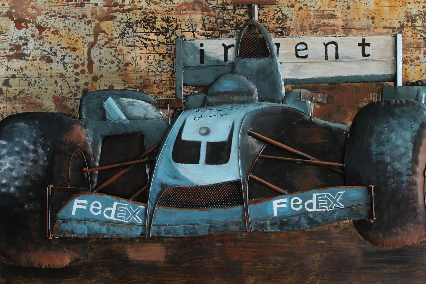 NIFAO 3D Formula 1 Racing Car Wall Art FedEx Early 2000s Inspired 79" x 2" x 40"H