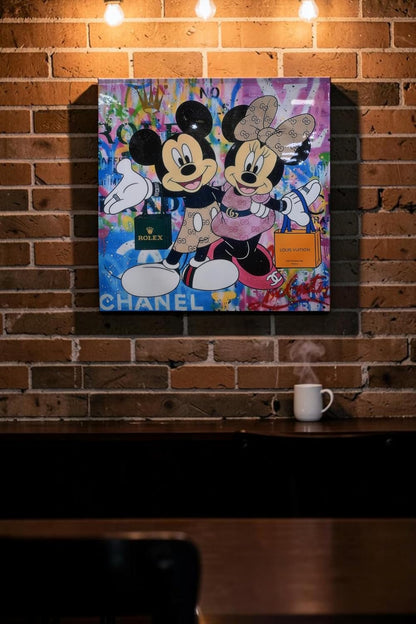 Fashionista Mice Shopping Pop Art Resin Canvas 38"x38"