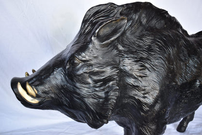 Lifesize Boar Made of Bronze, Statue  - Size: 12"L x 50"W x 30"H.