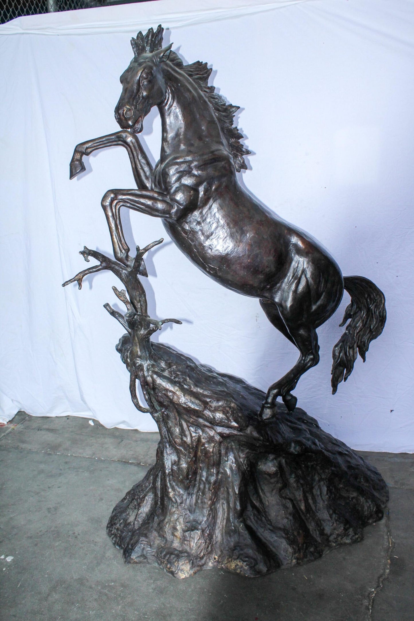 Life Size Bronze Rearing Horse Sculpture by J. Dagan 60" x 37" x 81"H