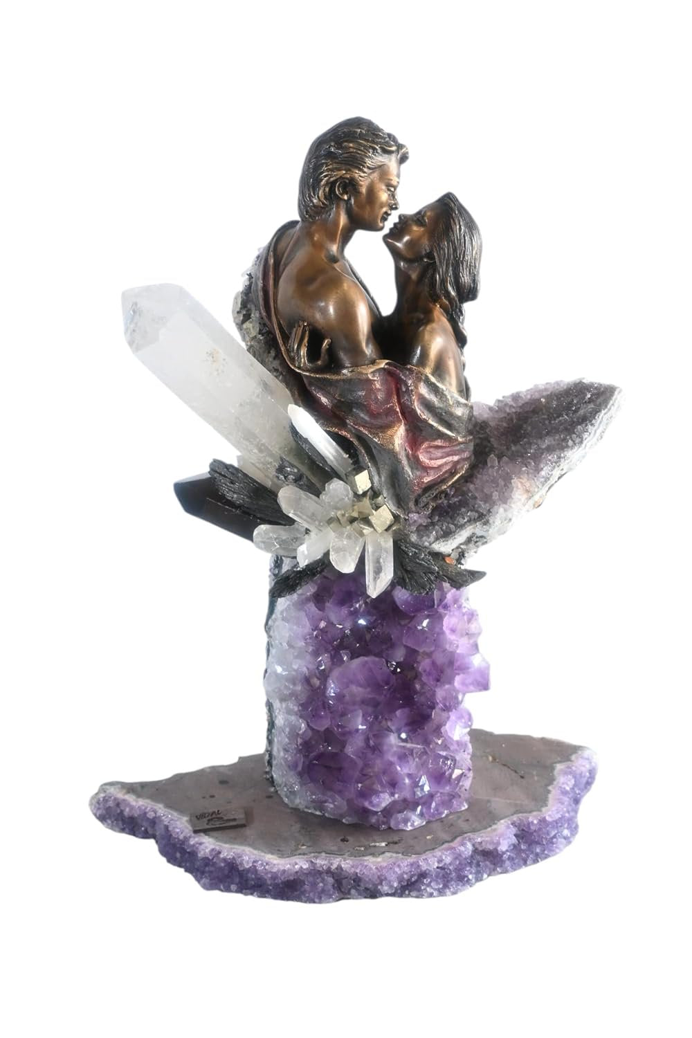 Manel Vidal The Kiss Bronze Couple Quartz Amethyst Ebano 11"x11"x18"H