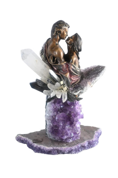Manel Vidal The Kiss Bronze Couple Quartz Amethyst Ebano 11"x11"x18"H