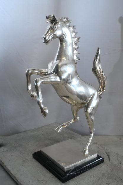 Ferrari Prancing Horse Bronze Silver Finish Sculpture 20"x9"x29"H