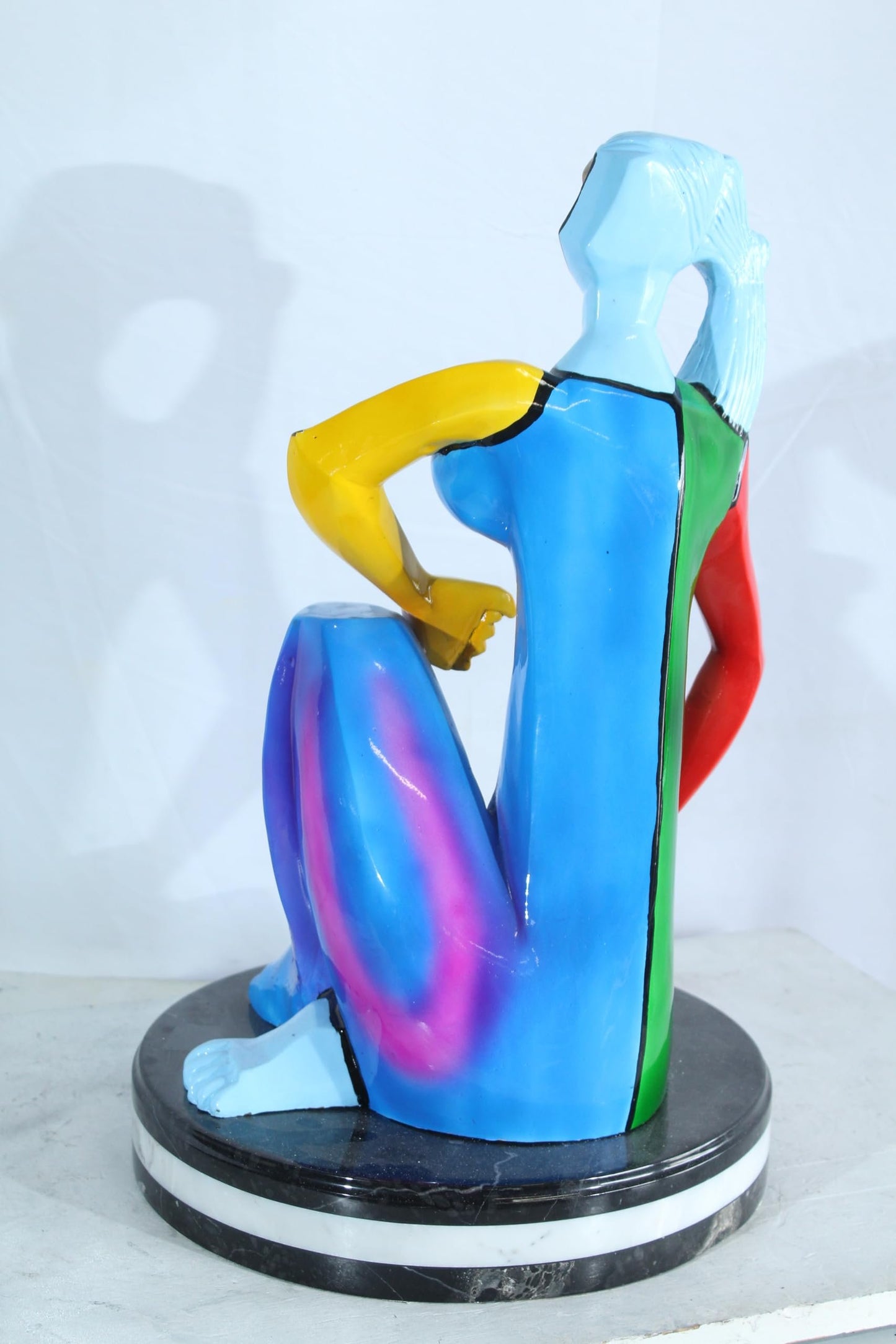 NIFAO Picasso Style Bronze Woman Statue Colorful Abstract Modern Art 14" x 14" x 23"H