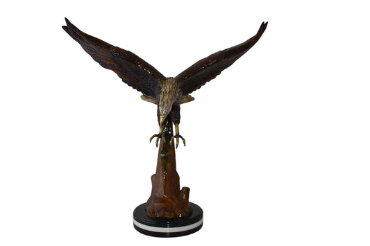 Eagle Flying and Looking Down for Prey Bronze Statue Size: 29" x 17" x 28"H