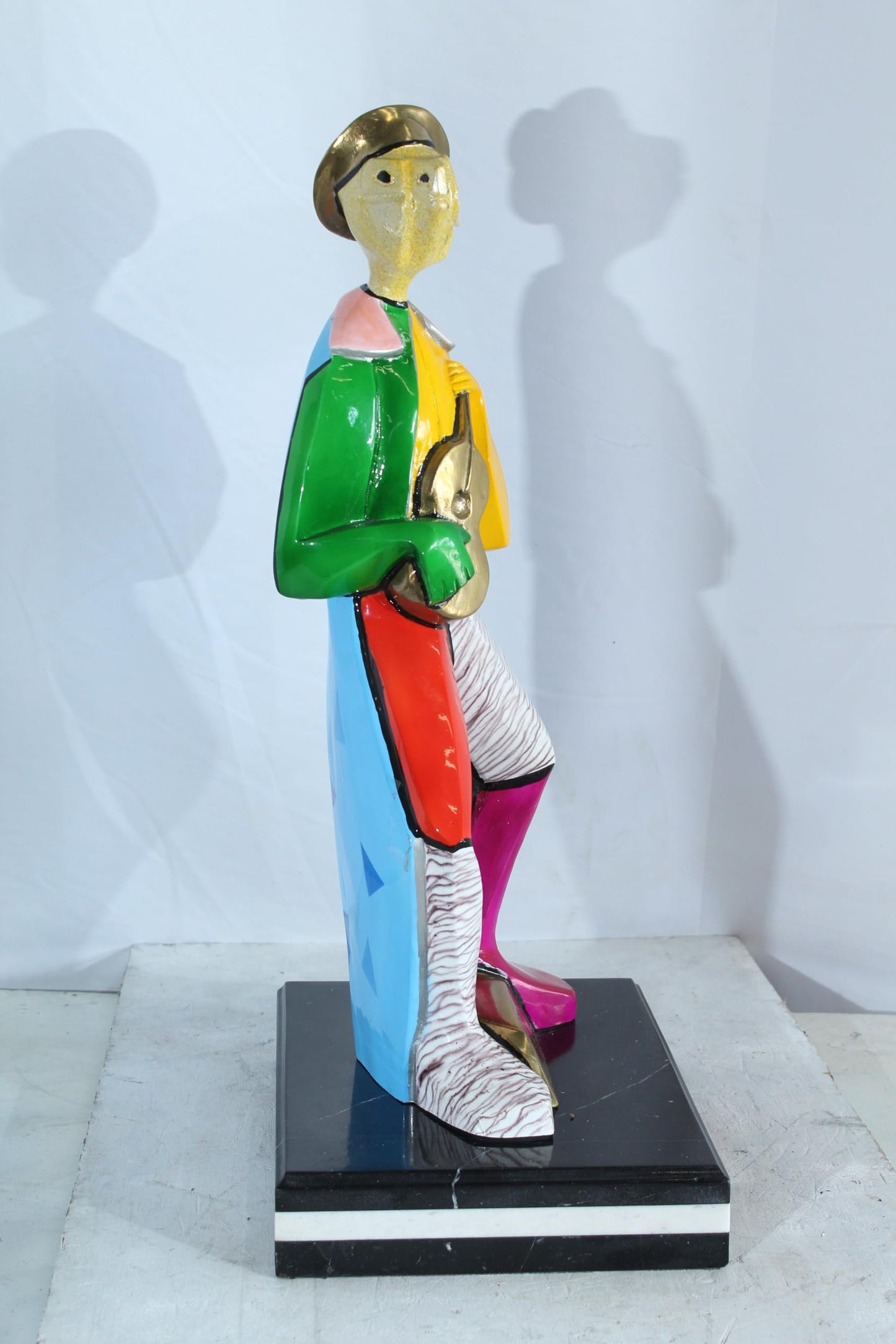 NIFAO Picasso Style Bronze Musician Statue Colorful Turtle Guitarist 13" x 10" x 26"H