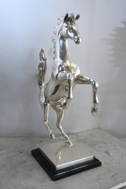 Ferrari Prancing Horse Bronze Silver Finish Sculpture 20"x9"x29"H