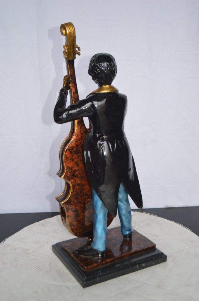 Musician Playing His Cello Bronze Statue -  Size: 8"L x 10"W x 23"H.