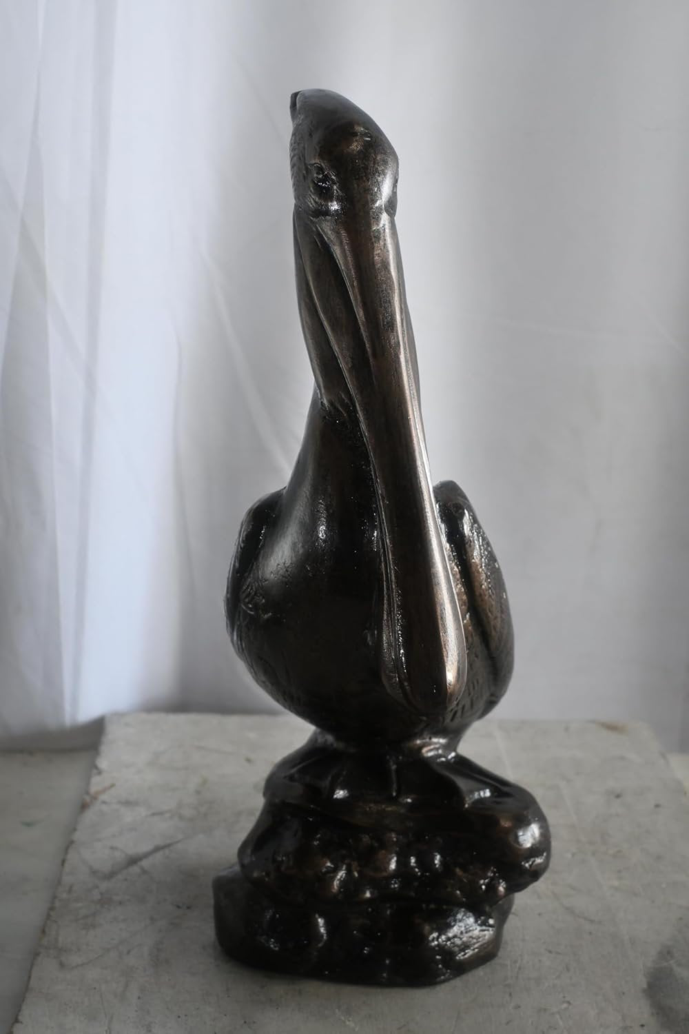 Classic Pelican on Rock Perch Handcrafted Aluminum Decor 13"x7"x28"H