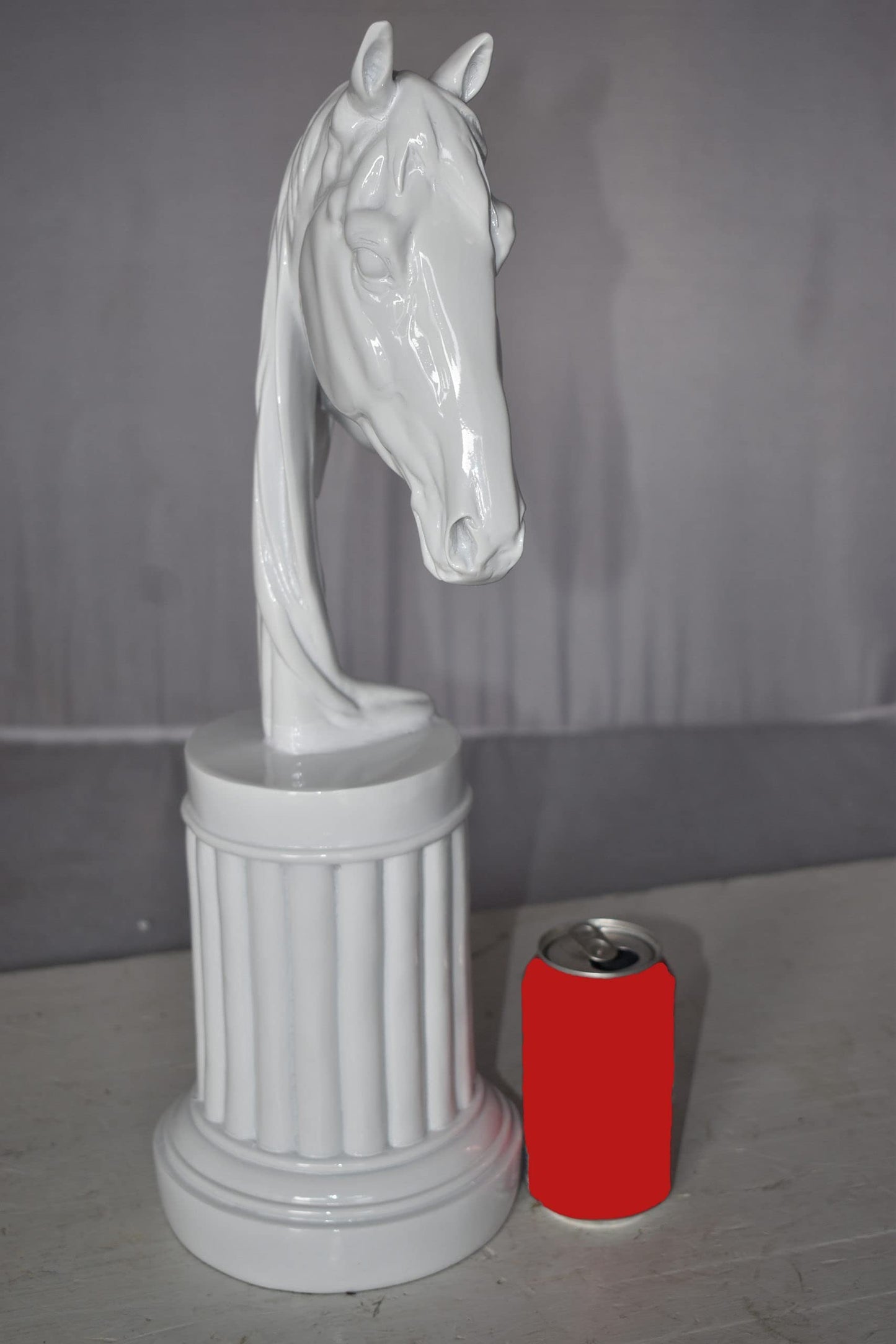 Modern Art of a White Horse Bust Statue Made of Resin Size: 10" x 5" x 19"H