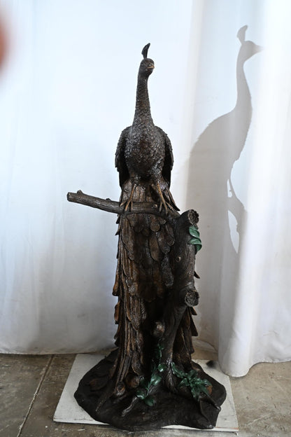 Life Size Peacock Bronze Statue Bird Sculpture Large 31"x30"x64"H