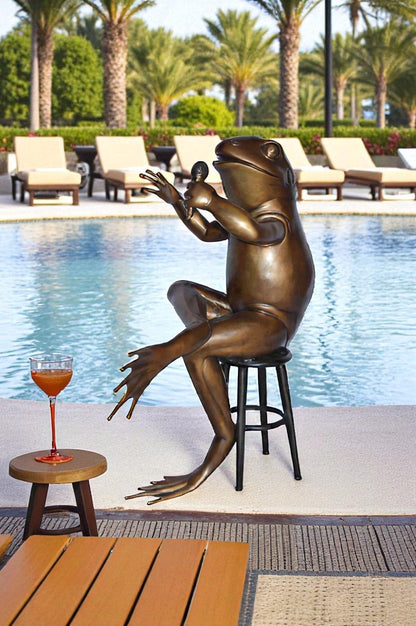 Comedic Frog bronze statue - Size: 25"L x 20"W x 30"H.