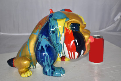 Modern Happy Paint Drops Bulldog Statue Made of Resin Size: 14" x 19" x 10"H