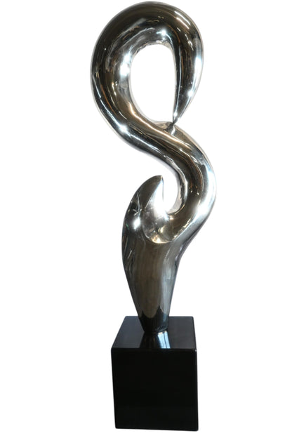 Giant Abstract Stainless Steel Sculpture on Marble Base 35"x25"x98"H