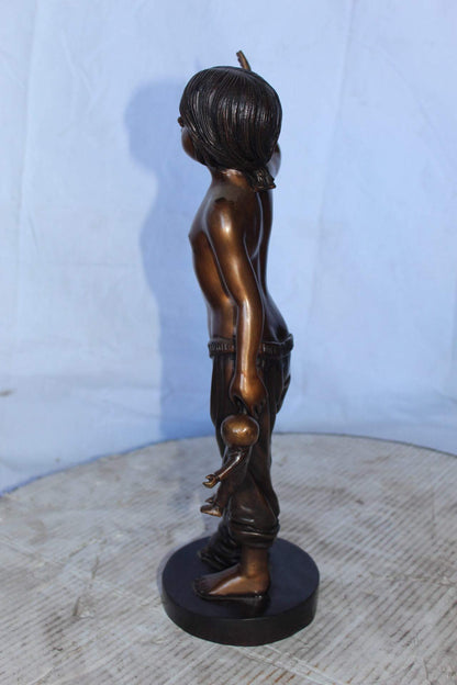 Young shirtless sleep walking girl bronze statue -  Size: 8"L x 5"W x 16"H.