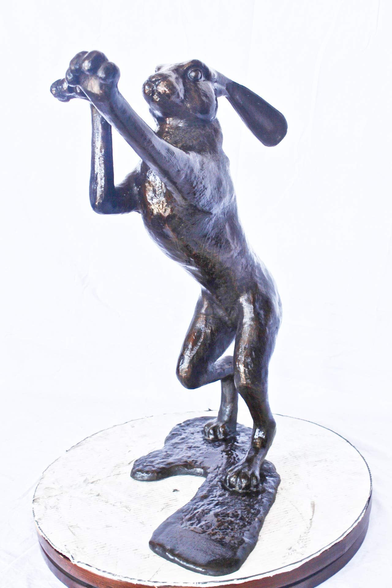 Leaping jackrabbit bronze statue -  Size: 21"L x 13"W x 24"H