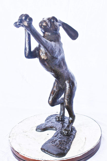 Leaping jackrabbit bronze statue -  Size: 21"L x 13"W x 24"H