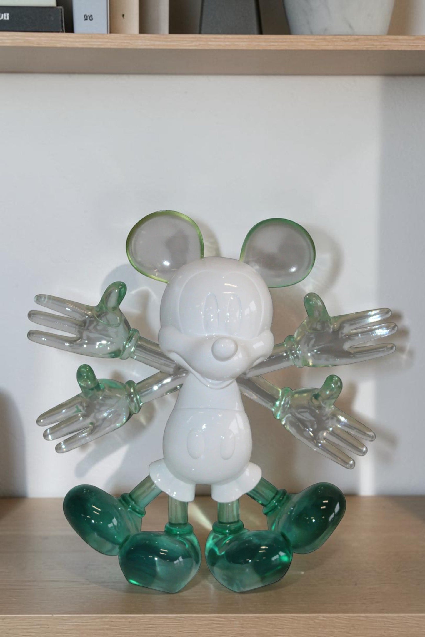 Transparent Resin Mickey Mouse in Motion Sculpture 13" x 5" x 12"H