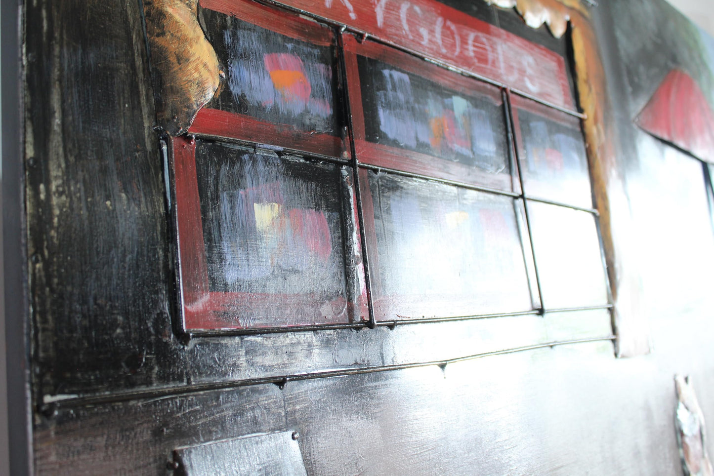 NIFAO Handmade Metal Wall Art Vintage Street Scene Raised Design 79" x 39" x 1"H