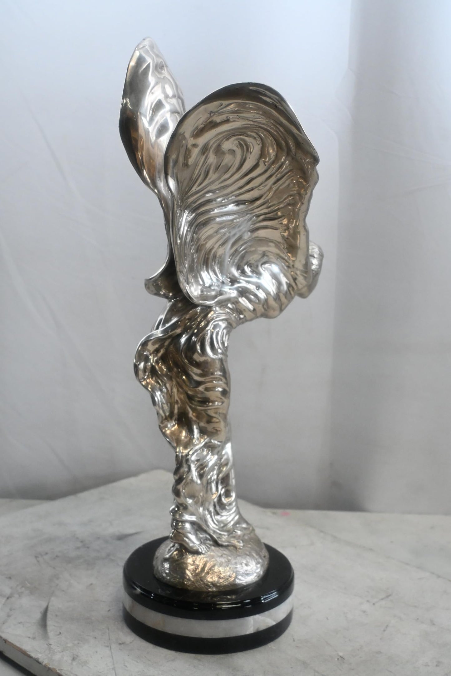 Spirit of Ecstasy Silver Bronze Sculpture Rolls Royce 10"x15"x24"H